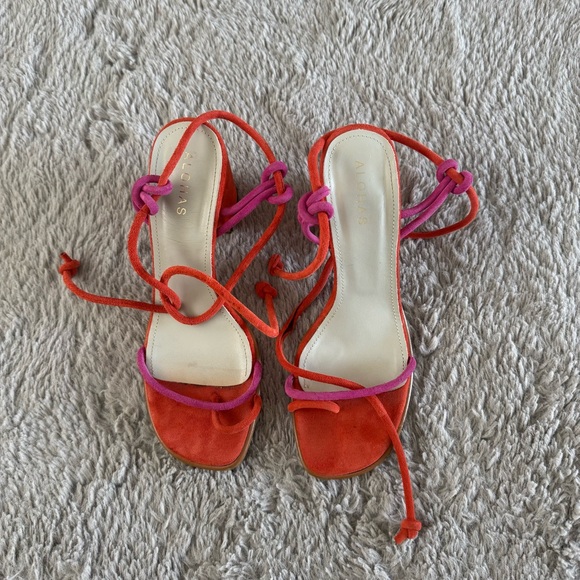 ALOHAS Grace Toe Strap Sandal in Magenta and Orange Leather Sz 38 - Picture 2 of 4